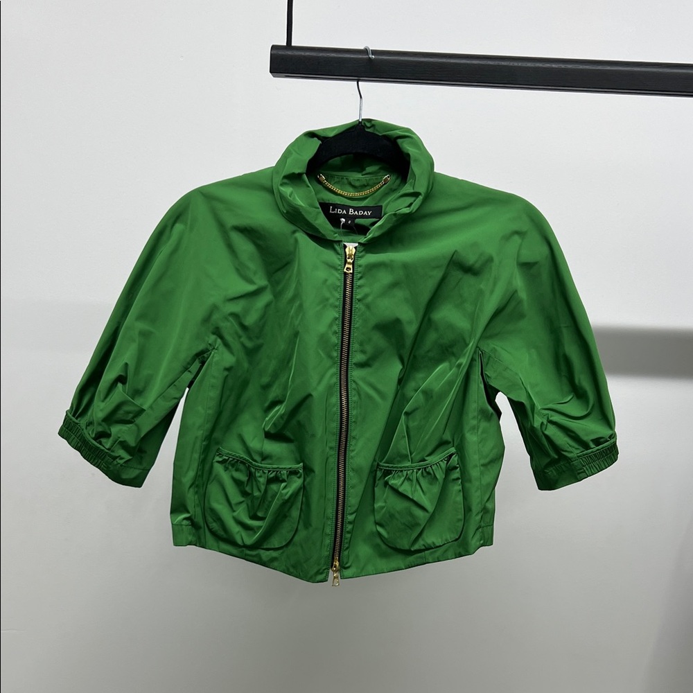 Lida Baday Green Cropped Zip Up